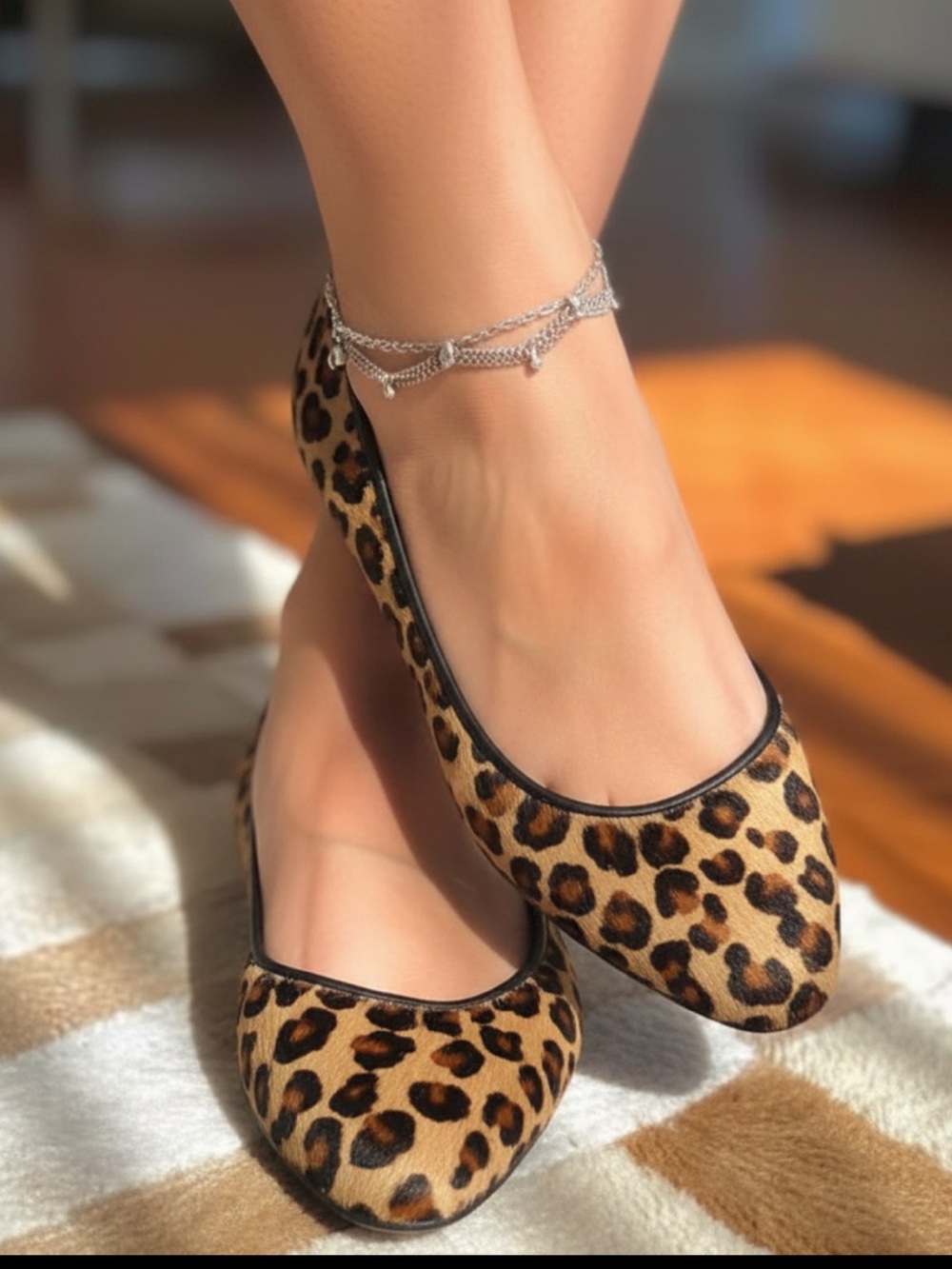 Saks fifth avenue  Leopard print calf hair flats
